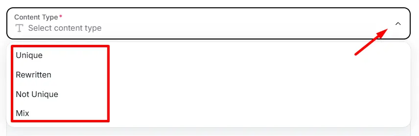 Select Your Content Type
