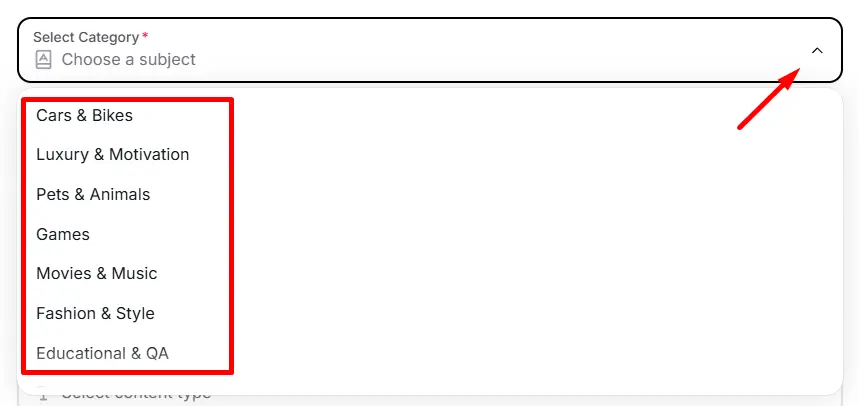 Select categories of Your Account